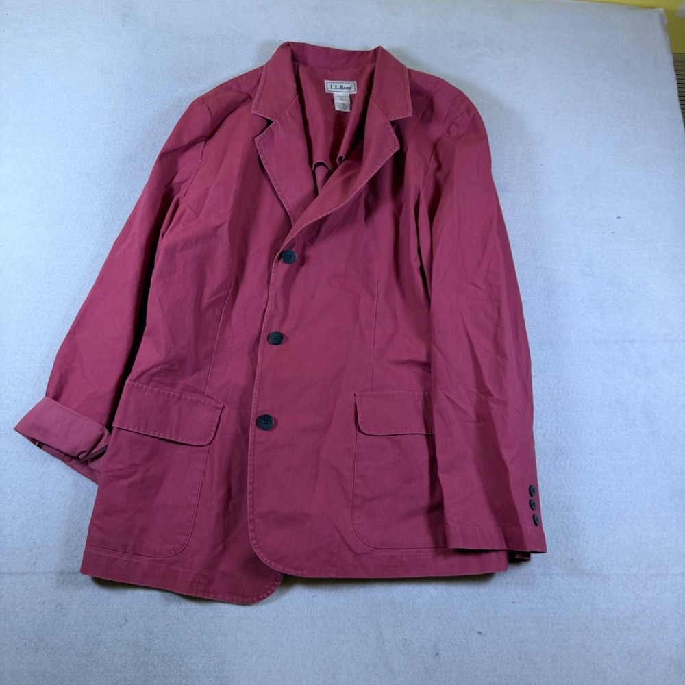 LL Bean Womens‎ Raspberry Pink Cotton 3-Button Blazer Jacket Size 20 Regular